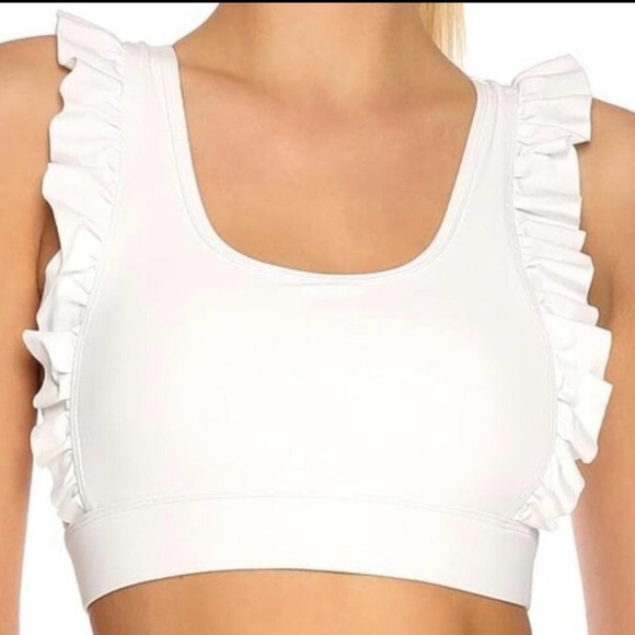 NWT - RELLECIGA Ruffle Scoop Neckline Fitness Support Workout Yoga Bra Top, L - Picture 3 of 12
